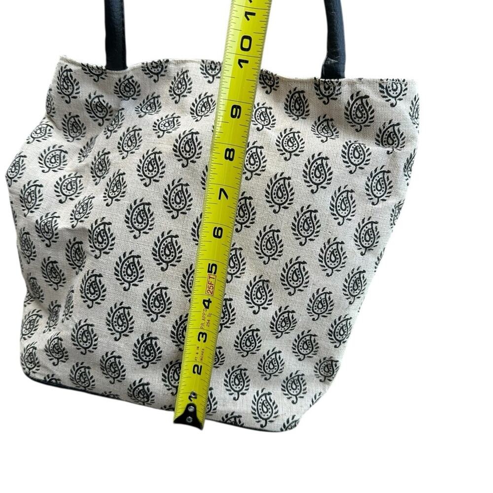 Jute Cream and Black Small Tote Bag EUC - Picture 5 of 8